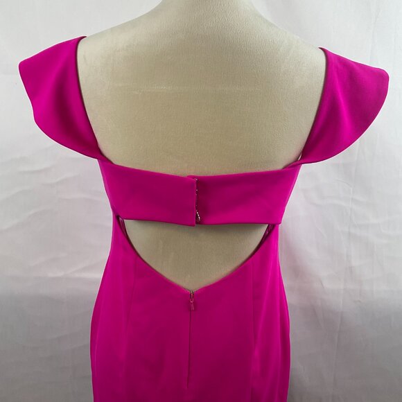 Jay Godfrey Off Shoulder Mini Dress 8 Bright Pink Semi-Open Back - Picture 9 of 14